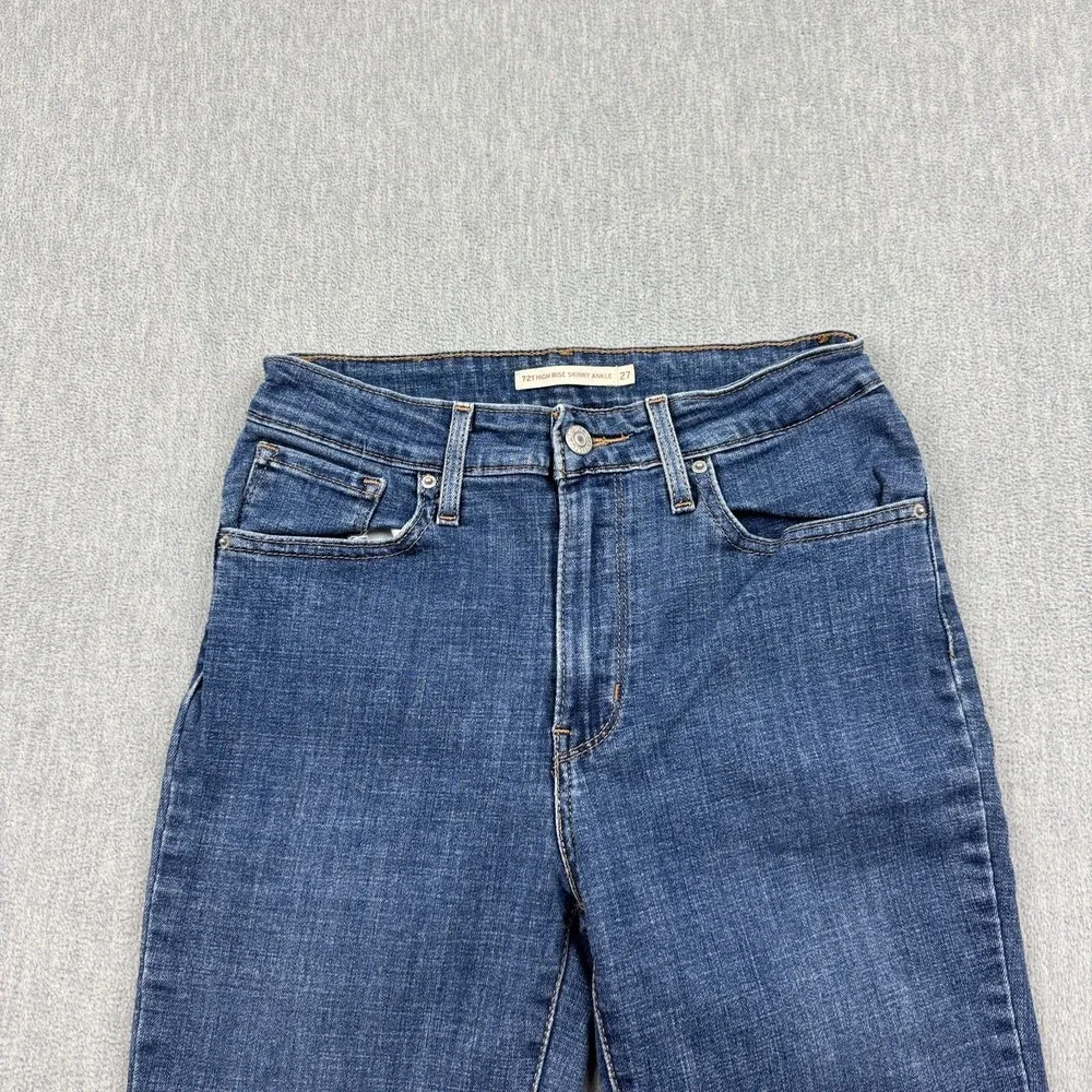 Levis Jeans Womens 27x26 Blue High Rise Stretch 721 Regular Skinny Ankle Cotton